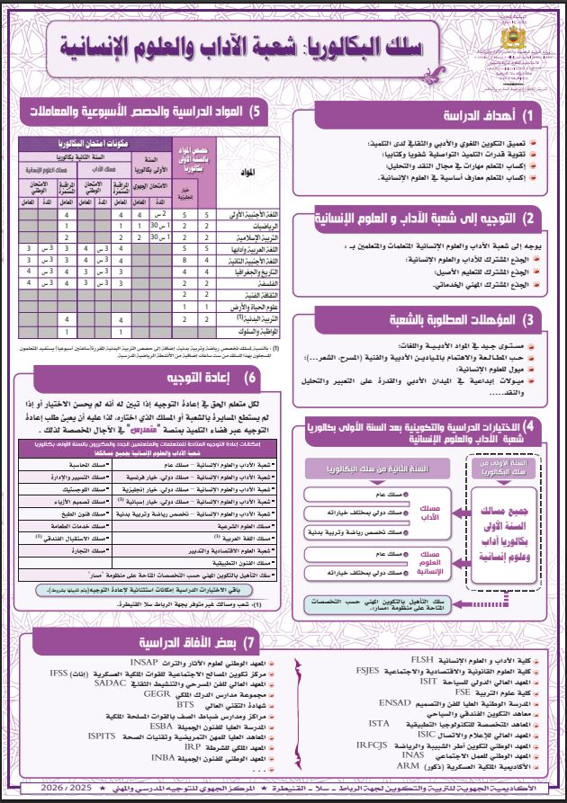 مسلك  الاداب والعلوم الإنسانية